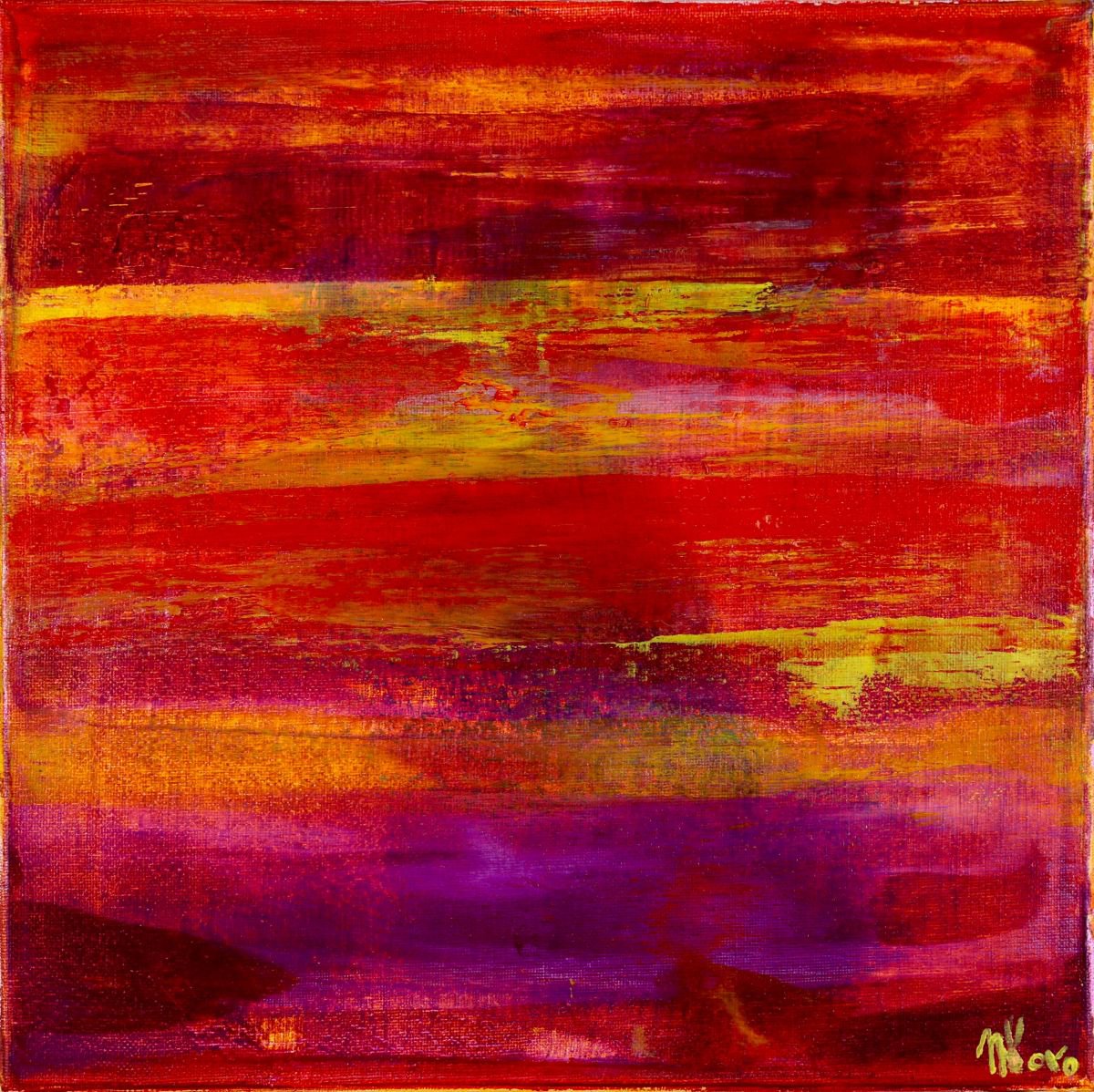 Abstract Acrylic Painting By Nestor Toro, 12 X 12", Down The Canyon, Original Artwork