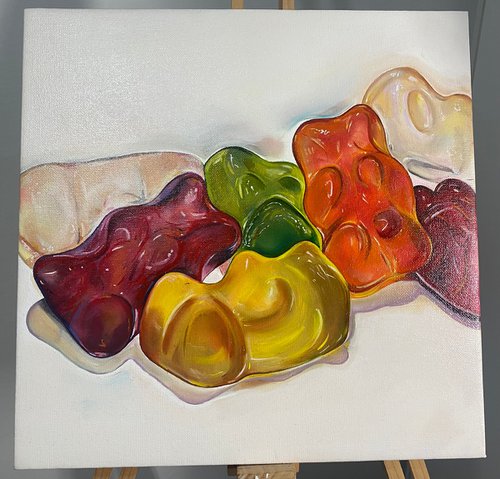 Gummy bear fun oil painting by Bethany Taylor