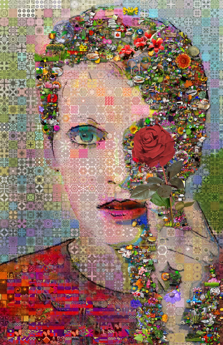 Portrait Collage By John Lijo Bluefish, 38 X 60, Rosemary