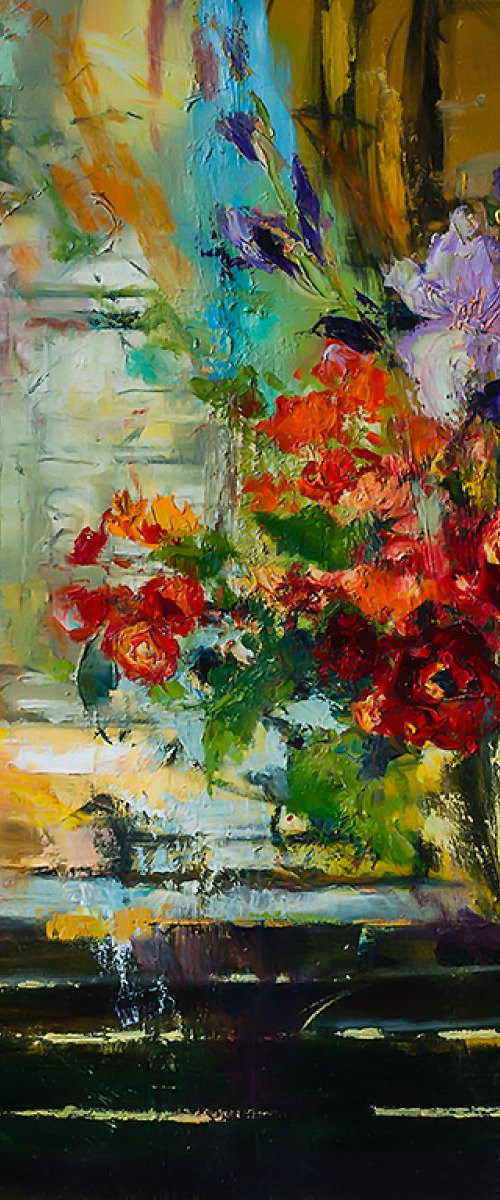 'Bouquet of flowers at the window' by Ewa Czarniecka