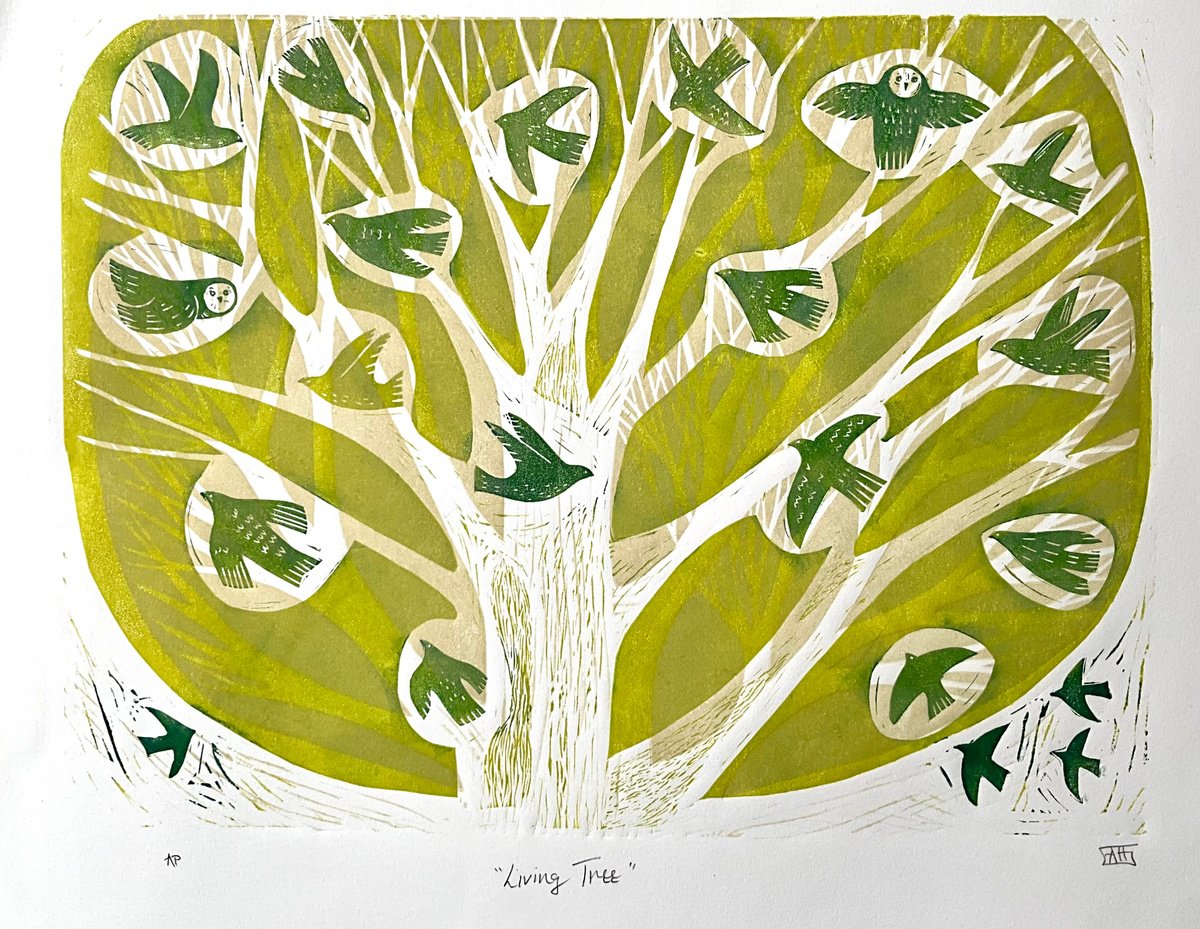 Animal Linocut By Alison Headley, 19 X 15, Living Tree, Original Artwork