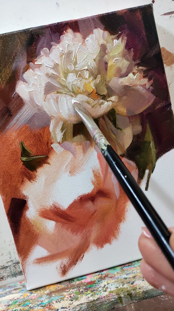 Two white peonies