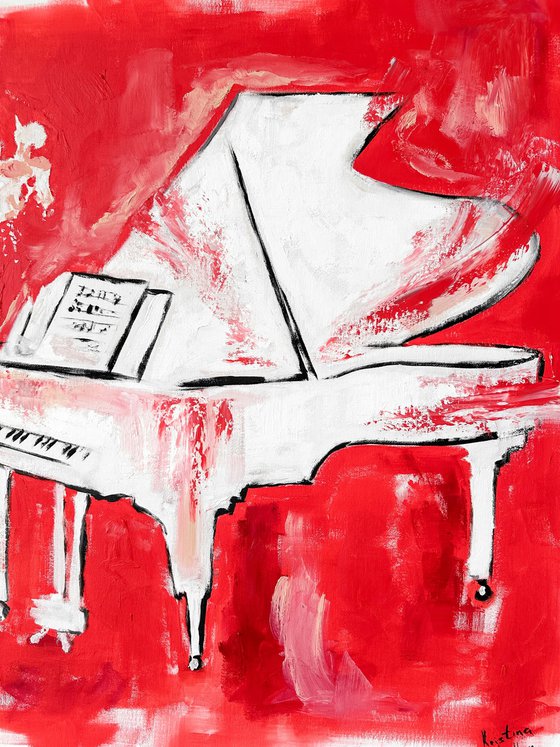 Coral Room with White Piano