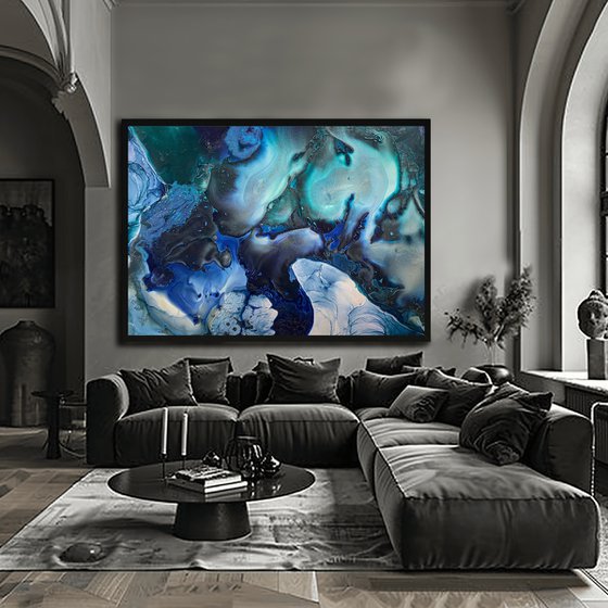 Ocean Ink Abstract Painting