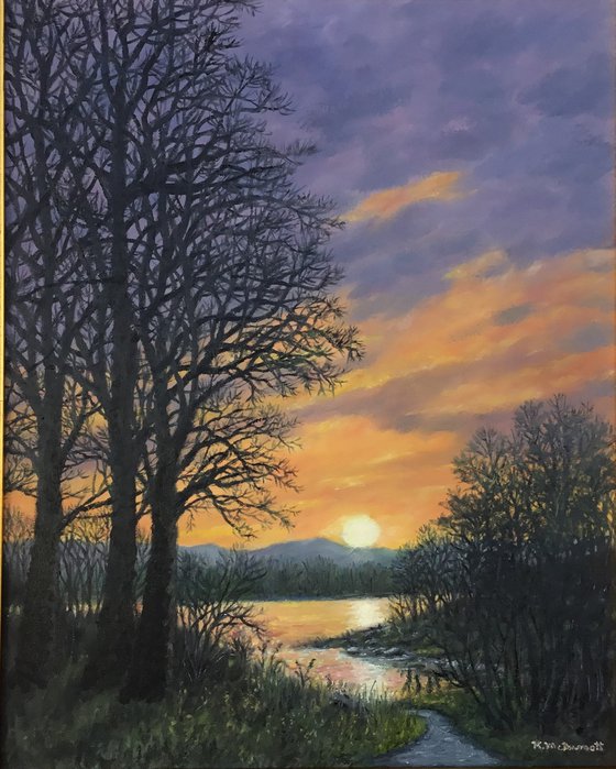 February Sunrise - oil 20X16 inch canvas (SOLD)