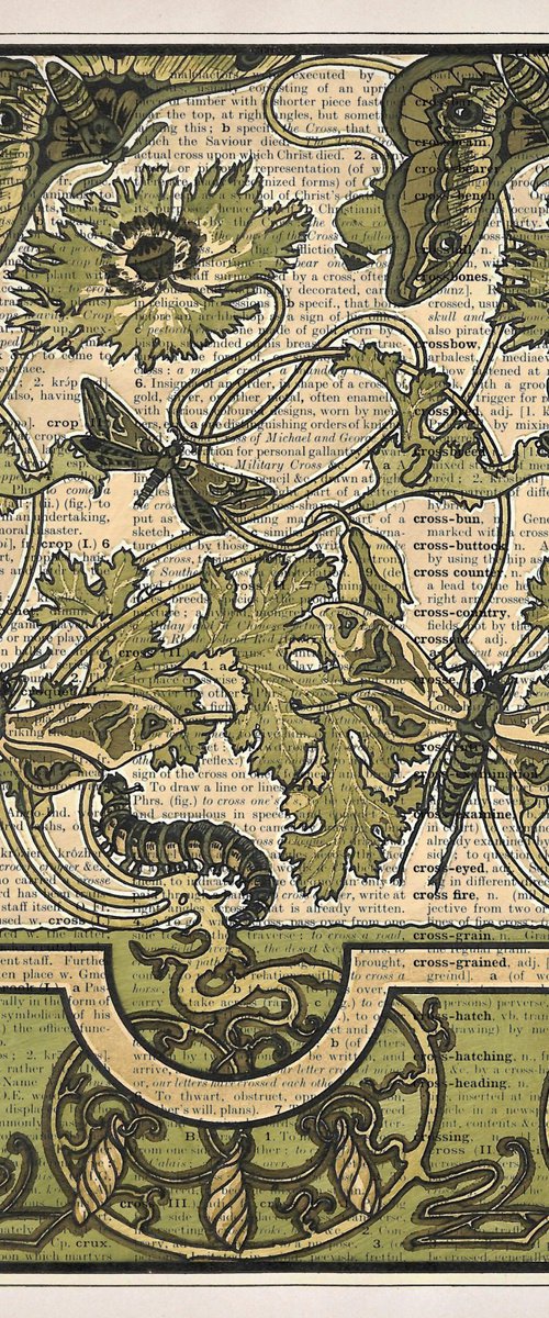 Butterflies And Moths - Collage Art Print on Large Real English Dictionary Vintage Book Page by Jakub DK - JAKUB D KRZEWNIAK