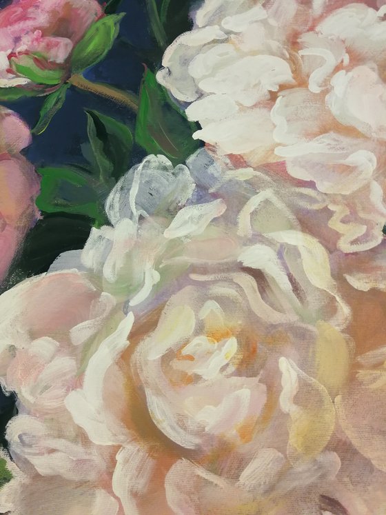 “A bouquet of pink peonies”