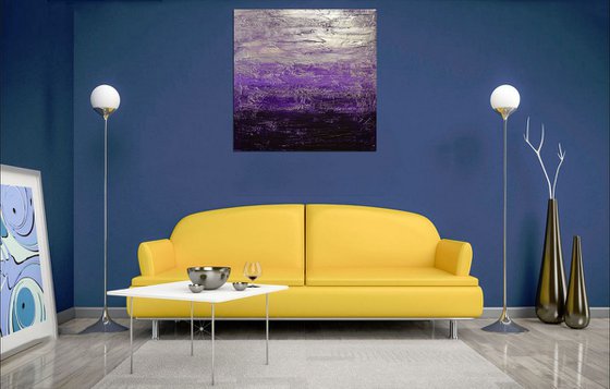 Purple painting , silver purple square