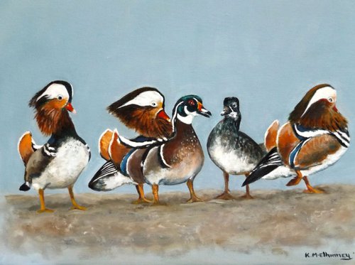 Mandarin and wood duck by Kieran McElhinney