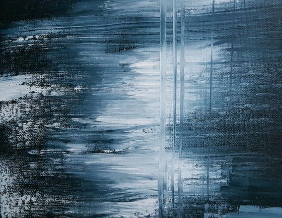"Indigo mood" Abstract Oil Painting. Abstraction.