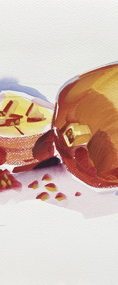 Ripe Pomegranates (Alla Prima) by Ariela Stem