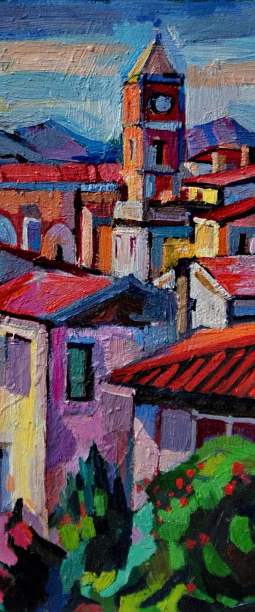 Old roofs / 24.5 x 23 cm by Maja Đokić Mihajlović