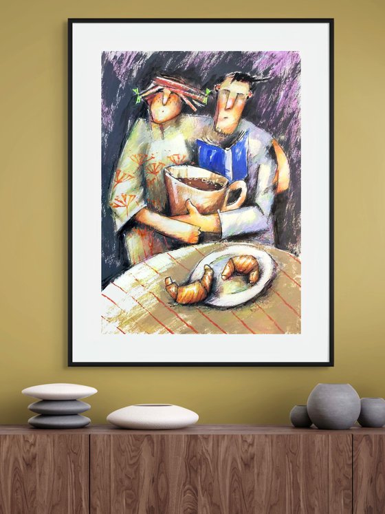 Jumbo Coffee and Two Croissants