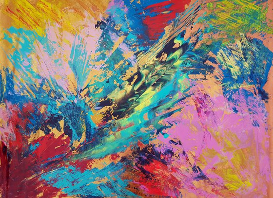 Singing all day long -XXL colorful abstract