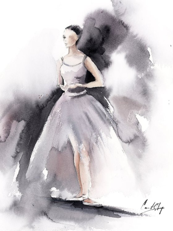 Ballerina in grey and pink n.1