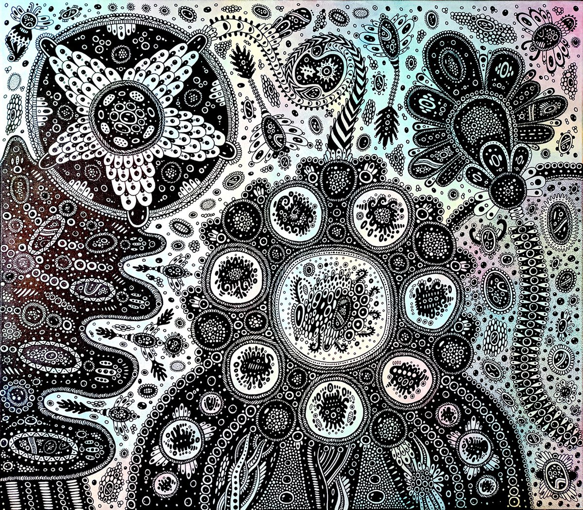 Surrealistic Abstract Acrylic Painting By Veronika Demenko, 32 X 27", Other Worlds N.1 - Common Idea, Original Artwork