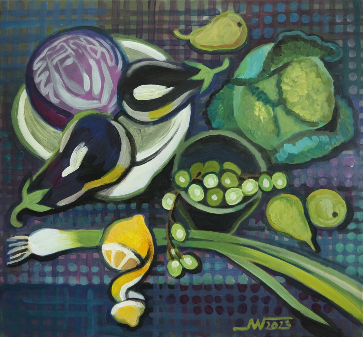 Still Life Acrylic Painting By Marina Gorkaeva, 22 X 20", Still Life, Original Artwork