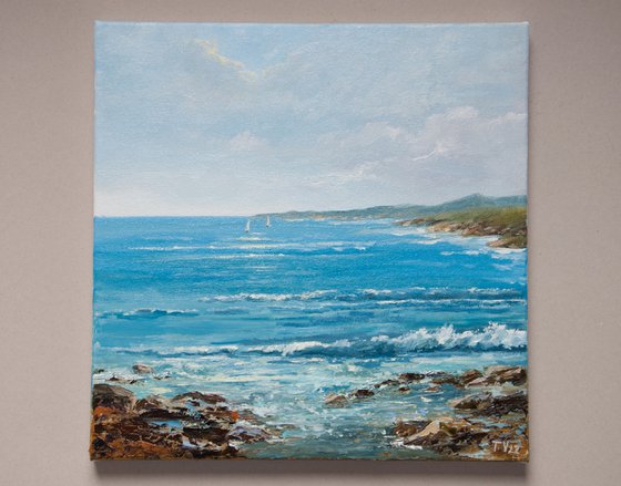 Ireland landscape. Oil painting. Seascape. Original Art. 12 x 12