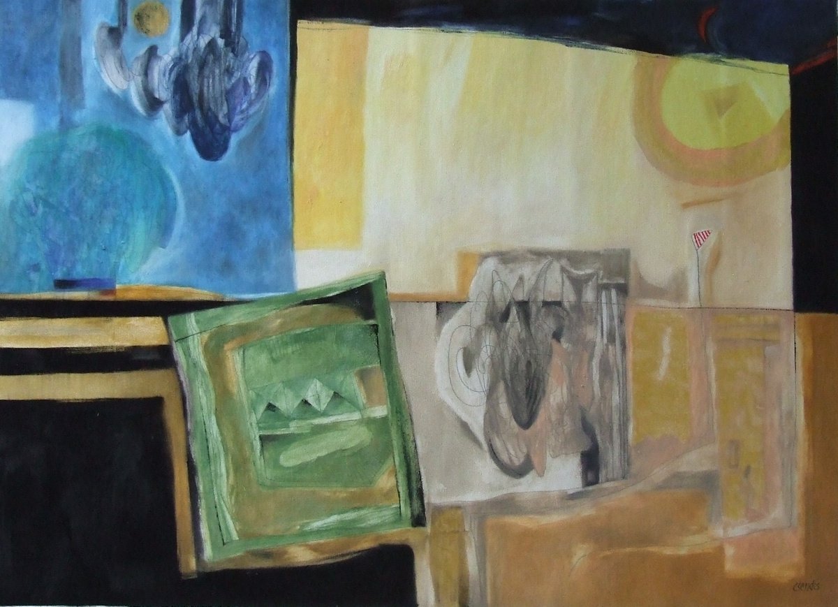 Abstract Oil Painting By Csaba Csendes, 36 X 26, Welcome To Major !, Original Artwork