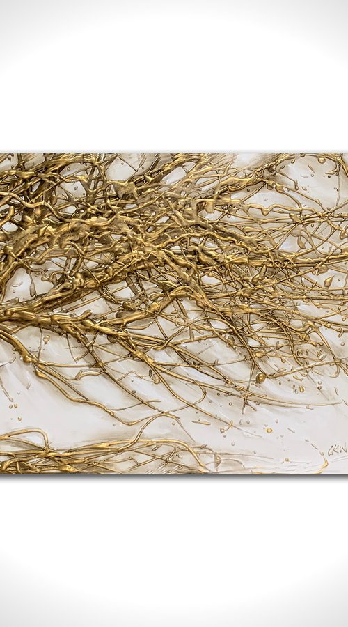 Gold Fantasy Tree II 101 x 41 cm by Carol Wood
