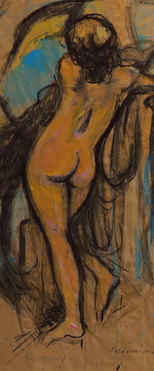 Model - Nude Art - Mixed Media - Large Size - Christmas gift by Karakhan