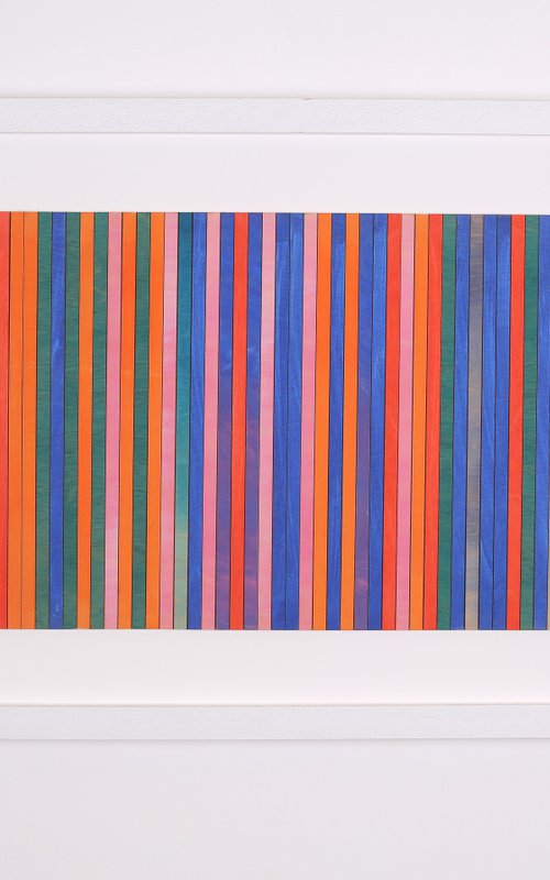 Bright Blue and Orange Fine Stripe Panel by Amelia Coward