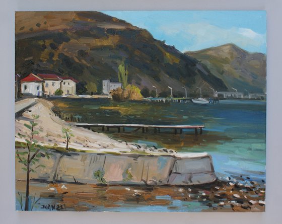 City beach in a spring day