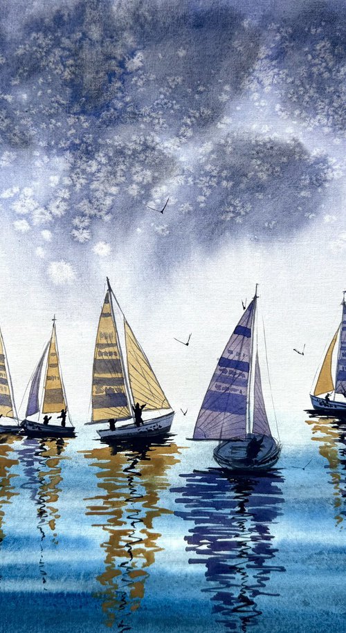 Regata After the rain Yachts by Yuliia Sharapova