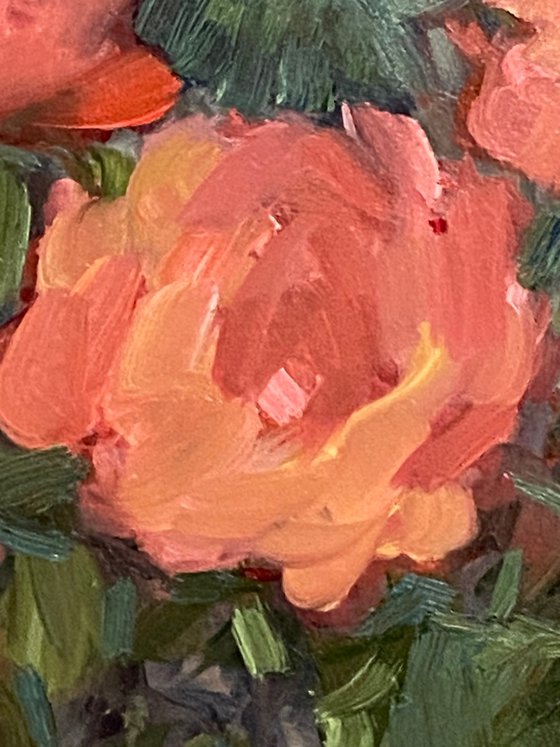 Still Life with Coral Roses
