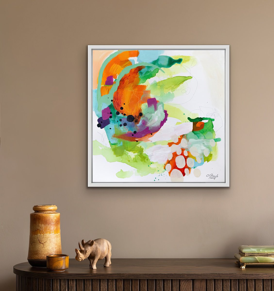 Organic Abstract Acrylic Painting By Chantal Proulx, 16 X 16, Polyphonie 2, Original Artwork