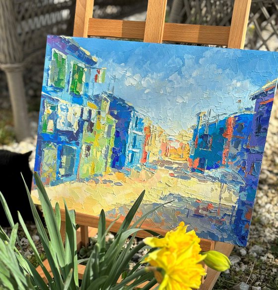 "The colorful streets of Burano"