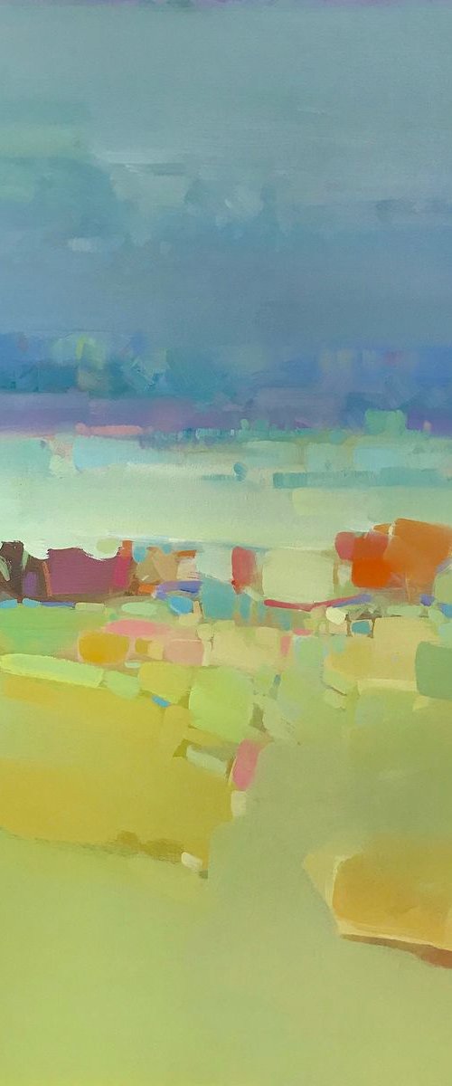 Hill after the Rain, Landscape oil painting, Handmade artwork, by Vahe Yeremyan