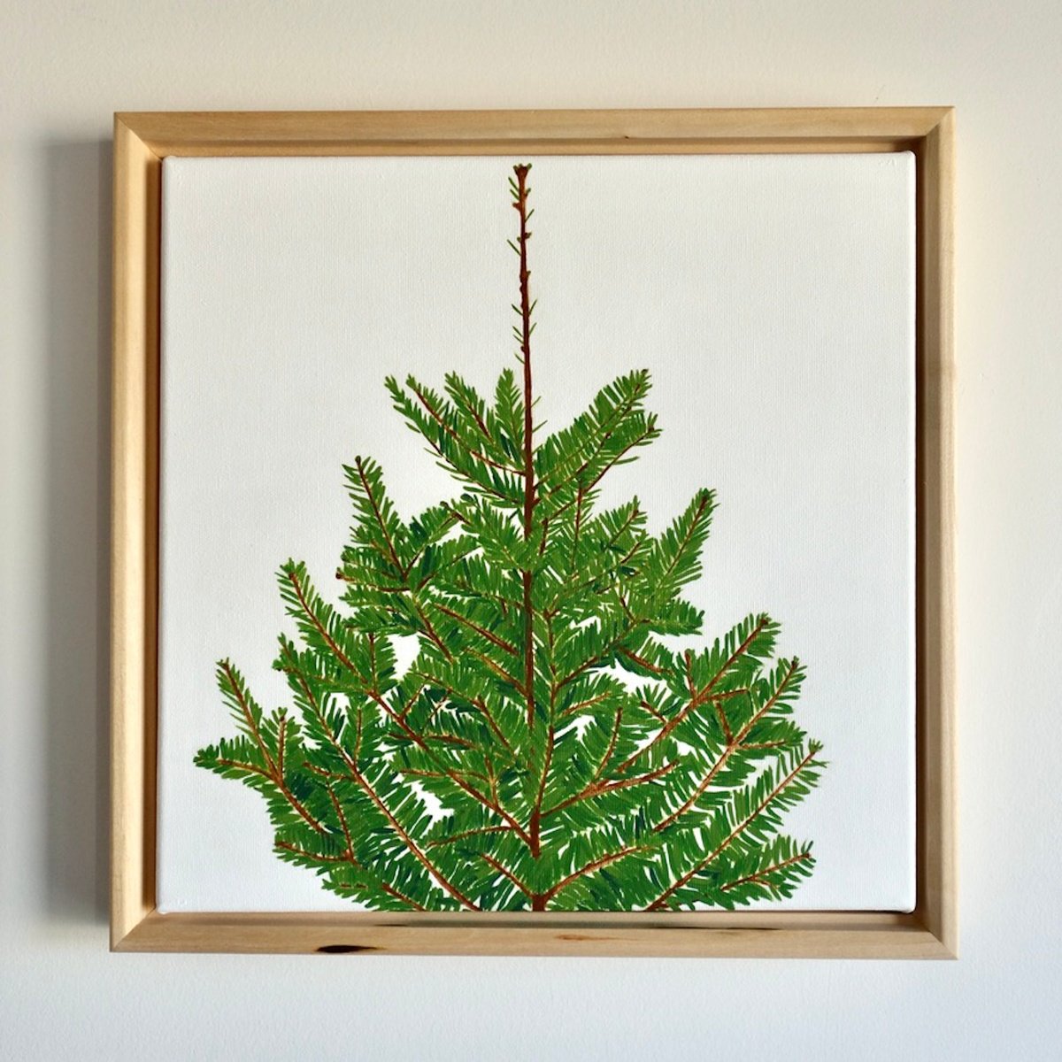 Botanical Acrylic Painting By Susan Porter, 14 X 14", Scandi Tree, Original Artwork