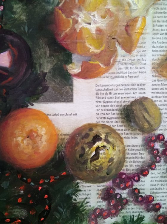 Christmas Still Life  (    Tangerines Оn   The Newspaper )
