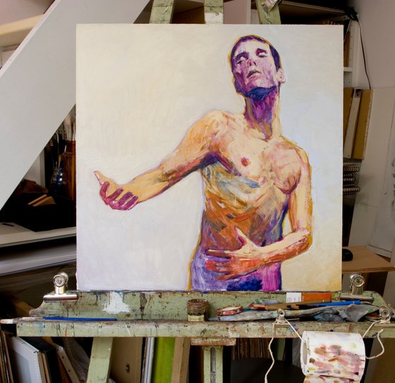 expressionist contemporary nude man - selfportrait