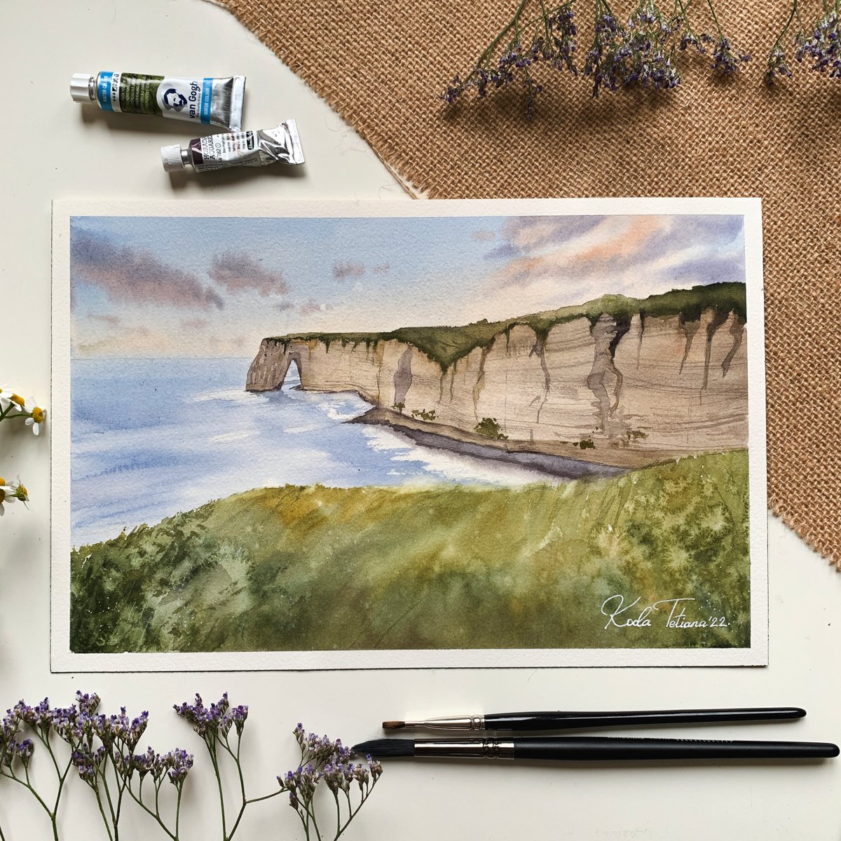 Photorealistic Landscape Watercolour By Tetiana Koda, 12 X 8", Cliff, Original Artwork