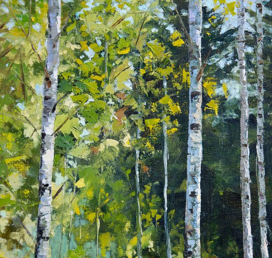 Autumn Forest Oil Painting Original Art Fall Landscape 26 x 34