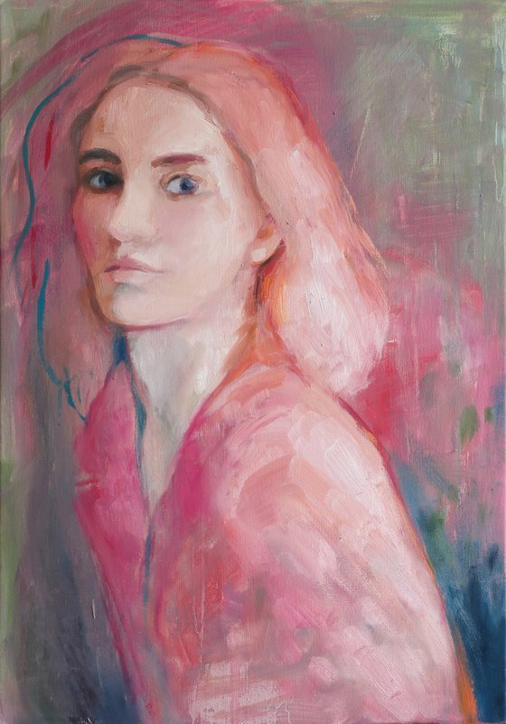 Oil painting Portret Pink