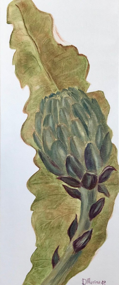 Artichoke on a leaf by Marina Deryagina