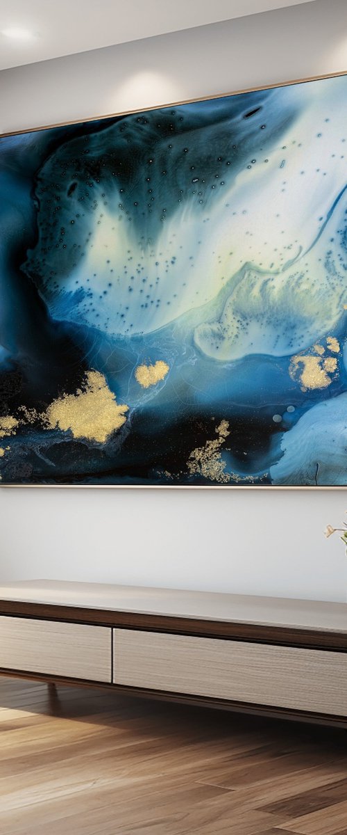 Ocean Abstract Fluid Painting by Mily Art