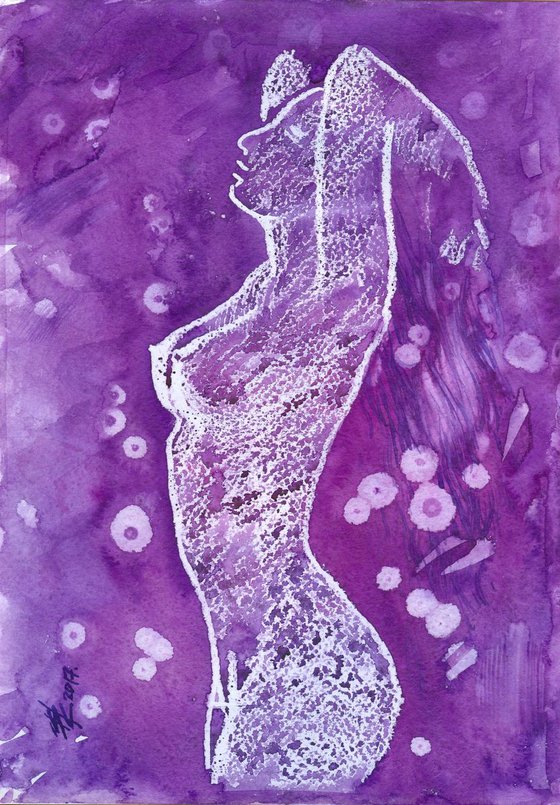 Nude on purple. 21X29.5cm