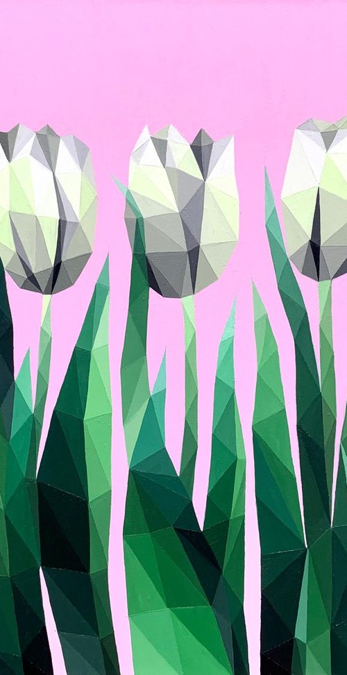 SPRING WHITE TULIPS by Maria Tuzhilkina