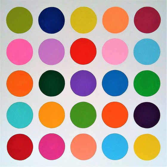 LARGE ABSTRACT COLORFUL RESTAURANT OFFICE INTERIOR DESIGN DECOR RAINBOW POLKADOTS "PURPLE DOT"     LARGE     36" X 36"