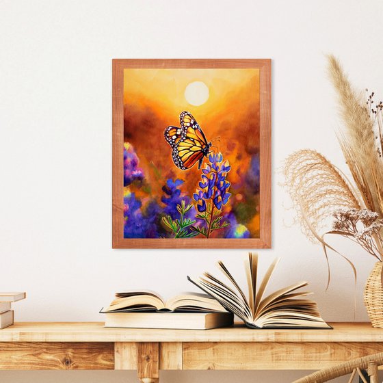 Monarch butterfly & bluebonnet