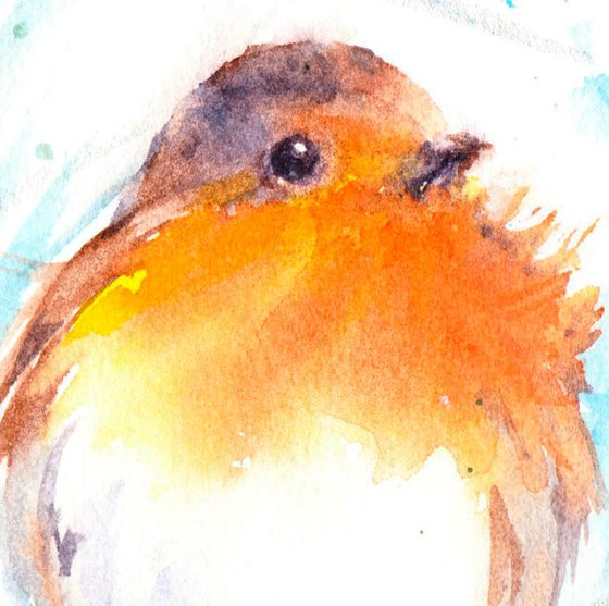 Robin painting, Robin watercolour, Robin watercolor painting, Bird wall art, Cute bird painting