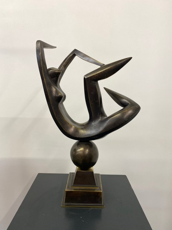 Levitation contemporary bronze sculpture