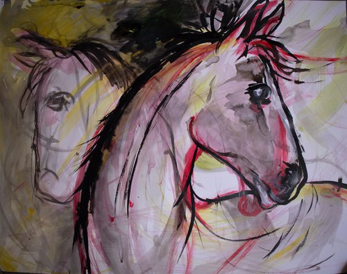 Two horses sketch by René Goorman