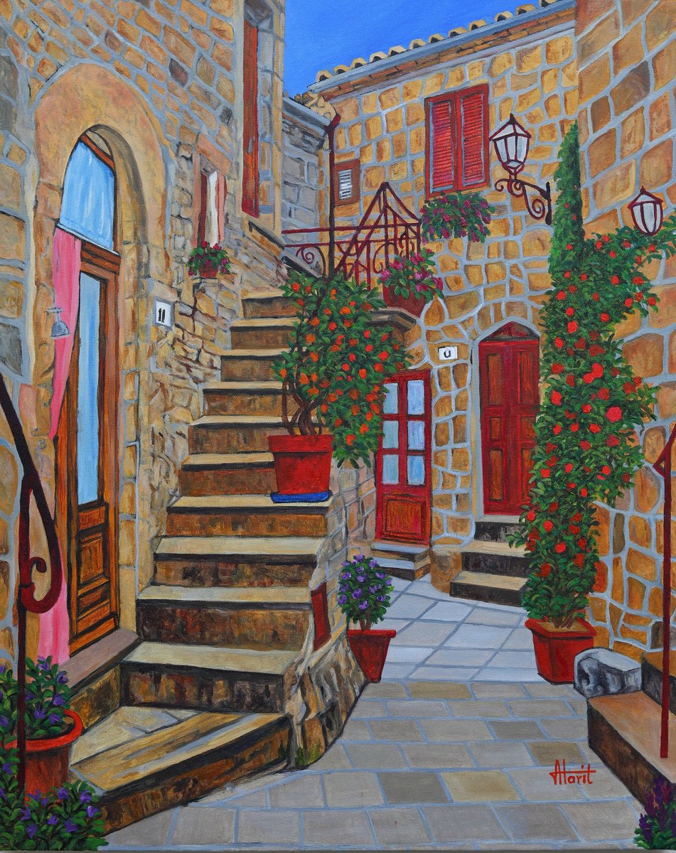 A Street In Italy By Ajay Harit, 24 X 30, Artwork For Sale On Artfinder