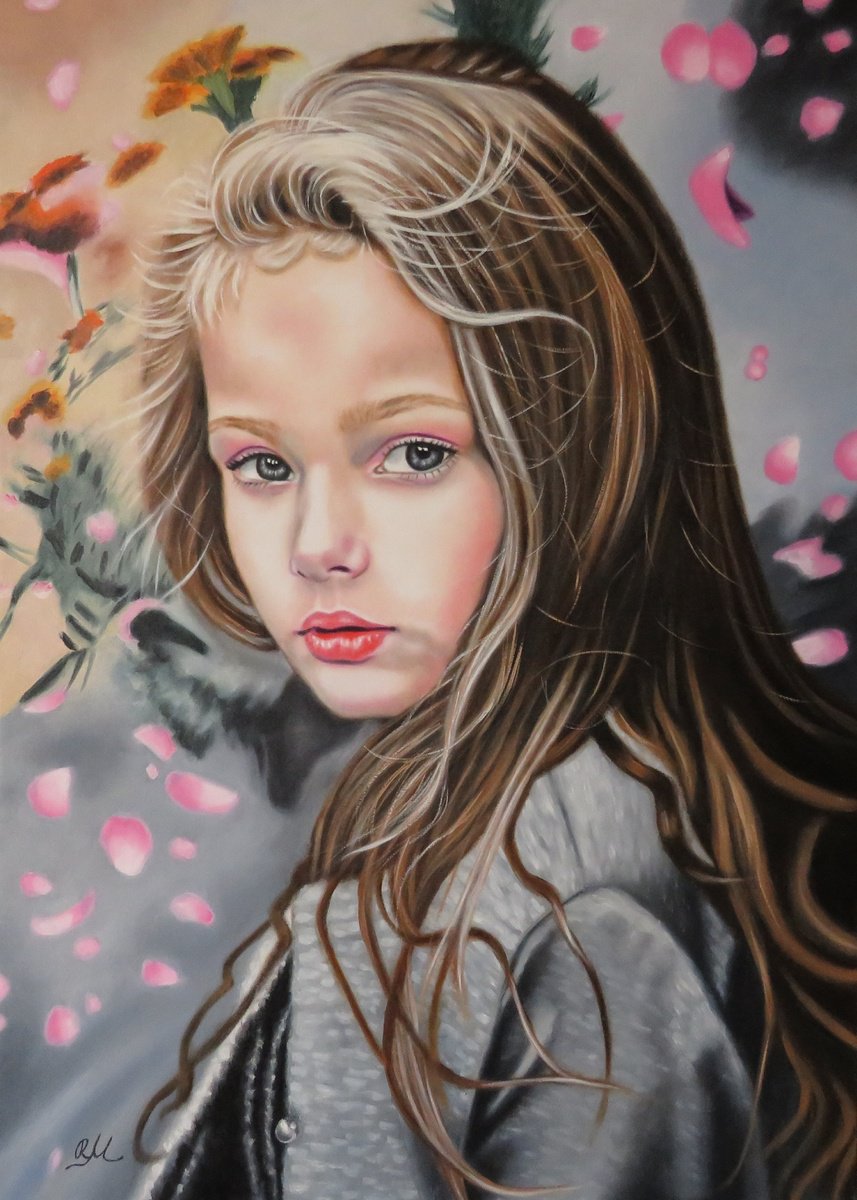 Photorealistic Oil Painting , Tra I Petali Rosa By Monika Rembowska, 20 X 28, Artwork For Sale On Artfinder