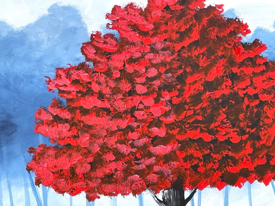 Rich Vibrant Red Tree